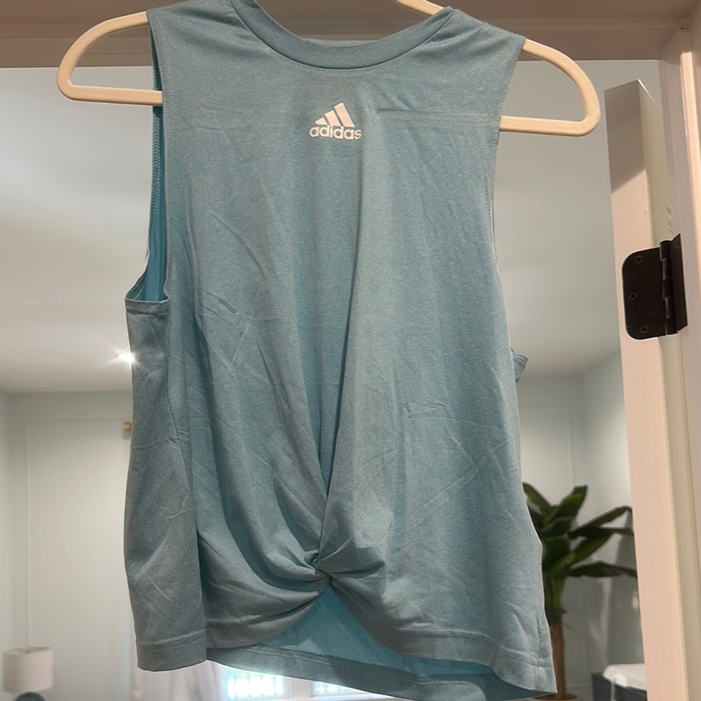 Adidas Green and Blue Sleeveless Muscle Tee Crop